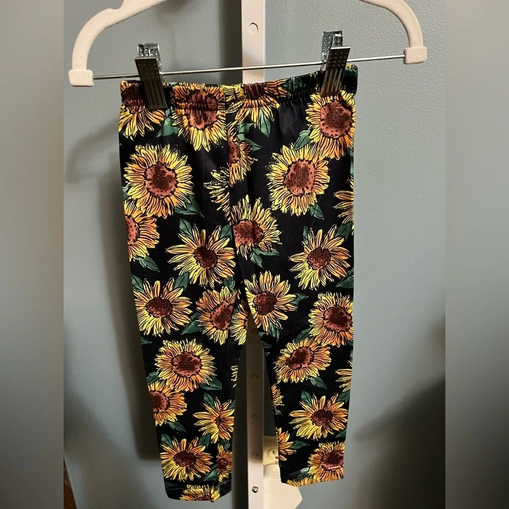 Yellow Wildflower Hoodie and Sunflower Leggings Set Boutique NWOT